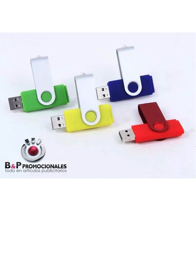 Usb plástico con tapa giratoria metalica